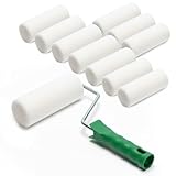 ToolSpace 10x Lackierwalze 11cm mit Griff Superfein Schaumstoffrolle 50 kg/m³...