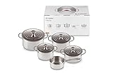 Le Creuset 5-teiliges Topfset aus 3-ply PLUS Edelstahl, 96605300000000, Silber