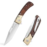 Swiss+Tech D2 Klappmesser, Retro Taschenmesser, mit Holzgriff, Jagdmesser mit...