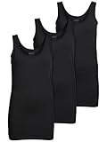 ONLY 3er Pack Damen Basic Tops Tank Top schwarz lang 15201465 (L, Schwarz...