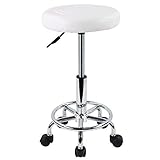 KKTONER Rollhocker höhenverstellbar 49-64cm mit Fußstütze drehbar aus...