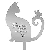 Namalu Metal Grabplatte mit Gravur Katze Gedenkstein Outdoor Grabschmuck...