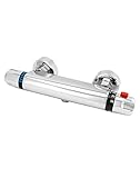 QWORK Duscharmatur Mit Thermostat, Ventil G1/2' Auslass, Links Heiss, Rechts...