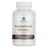 Ginseng Kapseln - 1000 mg Hochdosiert Panax Ginseng - 120 Tabletten Für...