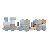 Little Dutch 7036 Holz-Eisenbahn Zug mit Steck-Formen (Ocean blau)