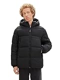 TOM TAILOR Denim Herren Puffer-Jacke mit Kapuze, Black, XL