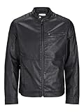 JACK & JONES Herren JJEDYLAN PU Biker Jacket NOOS 12261196,Schwarz,M