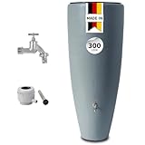 GARANTIA 2in1 Regentonne Komplett-Set 300 Liter zinkgrau inkl. Chrom-Auslaufhahn...