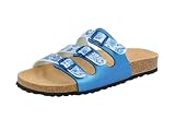 Lico Damen Bioline Flower Pantoletten, Blau Weiß, 42 EU