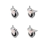Emuca - Set aus 4 Lenkrollen für Möbel Ø50mm mit Gewindestift M8x15 und...