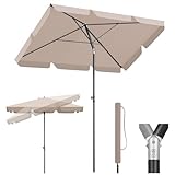 Sekey Balkon Sonnenschirm 2-in-1 SET | Rechteckig Sonnenschirm 200x125cm,...