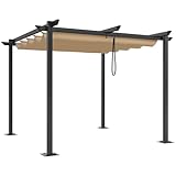 YITAHOME Metall Pergola mit einziehbarem Dach 3x3m Outdoor Pergola inklusive...