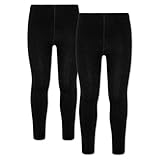 ORIGINAL BASICS Kinder Thermo Leggings mit Fleece (2 Pack) Schwarz 140/152