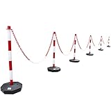12 Stück Absperrpfosten + 18 Meter PVC Kette Weiß/Rot Pfosten...