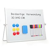 Magnetisches Whiteboard, Beidseitige Magnettafel Weiß mit Ständer, Kleine...
