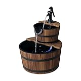 Outsunny Springbrunnen aus Holz Outdoor Gartenbrunnen Dekorationsbecken...