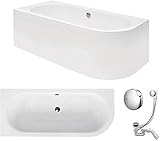 VBChome Badewanne 180x80 cm Acryl SET Schürze Siphon Wanne Ecke Eckbadewanne...