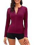 Tuopuda UV Shirt Damen Schwimmshirt Langarm Rash Guard mit Zip UPF 50+ UV Schutz...