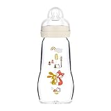 MAM Feel Good Babyflasche aus Glas (260 ml), Milchflasche mit weiter Öffnung,...