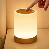 NIWOHOM Nachttischlampe Touch Dimmbar, LED Tischlampe Akku USB Aufladbar mit 256...