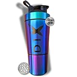 DIX - Protein Shaker 750 ml - Aus Edelstahl mit 60 g Fach für Pulver -...