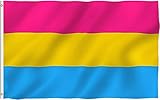 Pan Flagge Mit Genähten Streifen, Pansexual Flag 90 x 150 Mm, Pan Flag Mit...