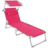tectake® Sonnenliege mit Dach, Strandliege klappbar, leichte Gartenliege,...