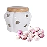 Holdyfine Knoblauch Aufbewahrung Keramik knoblauchdose Knoblauchtopf mit Bambus...