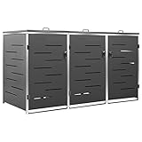 KOIECETA Mülltonnenbox für 3 Tonnen Müllbox Mülltonnenverkleidung Mülltonne...