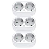 NEOVSUNY Steckdosenadapter 2-Fach mit Kindersicherung Mehrfachsteckdose Tragbar...