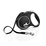 flexi® Black Design L Gurt 5 m schwarz/Silber, Roll-Leine für Hunde bis 50 kg