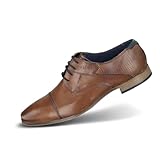 bugatti Business Halbschuh aus echtem Glattleder, Derby mit Querkappe und...