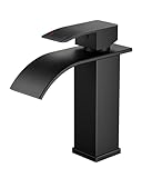 FORIOUS Wasserhahn Bad Schwarz,Wasserfall Waschtischarmatur Einhandmischer...