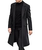 ECDAHICC Herren Casual Slim Fit Wollmantel Lange Jacke Kerbkragen Trenchcoat...