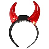 Healifty Leuchtender Teufel Stirnband - Leuchtet im Dunkeln, Rotes Horn...