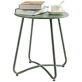 HollyHOME Balkontisch Patio Beistelltisch Outdoor, Runder Gartentisch Kleiner...