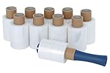10 Rollen Ministretchfolie + Abroller Stretchfolie Handstretchfolie transparent...