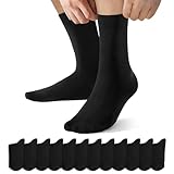 NUOZA 12 Paar Socken Herren 43-46 Schwarz Sportsocken Baumwolle Tennissocken...