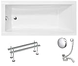 VBChome Acryl Badewanne 170x70 cm Weiß Rechteck Wanne Siphon Wannenfüße...