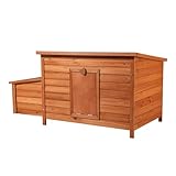 Wiltec Hühnerstall 1360 x 740 x 700 mm rotbraun mit Nistkasten aus Holz,...