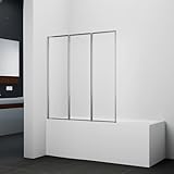 MARWELL Badewannenfaltwand Moon 120x130 cm – 3-teilige faltbare...