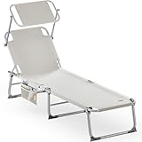 Casaria® Sonnenliege Klappbar Wetterfest Alu Gartenliege Mit Dach Seitentasche...