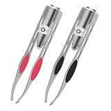 POFET 2 Pieces Tweezers with LED Light, Hair Removal Lighted Tweezers, Makeup...