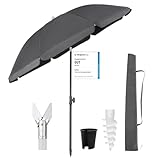 Sekey 180 cm Sonnenschirm Balkon mit Bodenhülse & Schutzhülle, Neigungs und...