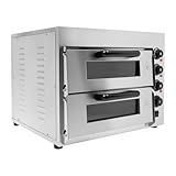 2-Etagen Pizza-Ofen 3000W Elektrischer Pizzaofen Edelstahl Elektrisch Gastro...