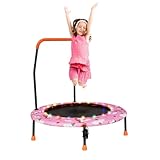 LIFEZEAL Ø 92cm Kindertrampolin mit LED-Lichtern, Trampolin Kinder mit Griff &...