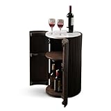 iAnanas Barschrank Premium Luxus Rustikales Weinregal aus Holz mit Marmorplatte...