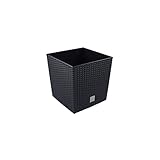 Prosperplast 32L Blumentopf Rattan-Optik Pflanzkübel inkl. Einsatz quadratisch...