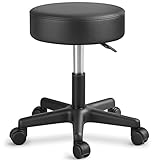 TRESKO Rollhocker höhenverstellbar Schwarz | Drehhocker 10 cm Dicke Polsterung...