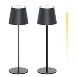 K-Bright 2 Stück LED Dimmbare Akku Tischlampe Kabellose, Wiederaufladbar...